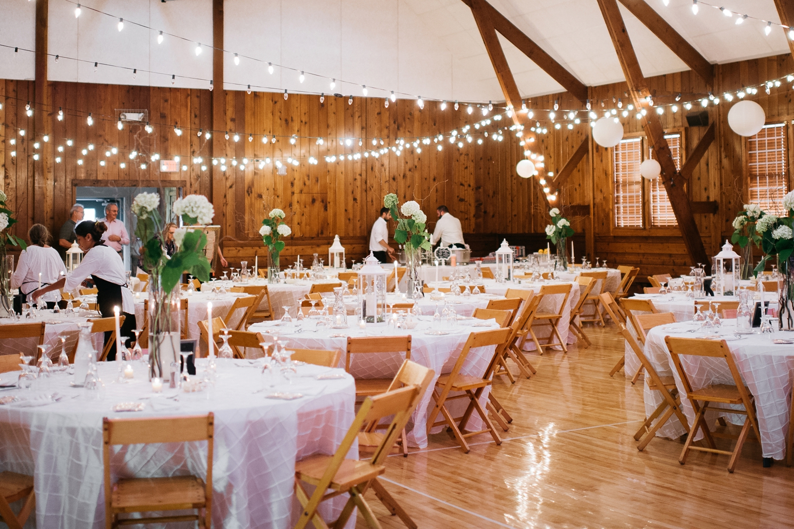 wedding reception decor at town hall